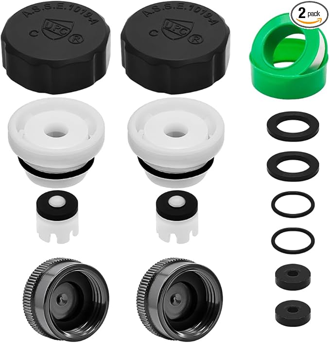 2PCS ASSE 1019-A Repair Kit(Coarse Thread), Asse 1019 A Vacuum Breaker Replacement, Outdoor Faucet Repair Kit, Anti siphon valve repair kit with 2PCS Hose End Caps(Black)