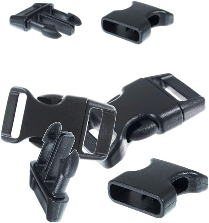 Black Plastic Side Release Buckles for Paracord Bracelets (5/8 Inch, 50 Pack)