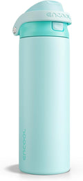 ENCOOL Leakproof Insulated Water Bottle with Straw Dual-Sip Water Bottle Bag-Safe Design for Work, Commute & Gym – Keeps Drinks Cold All Day, 24 oz, Ice Blue