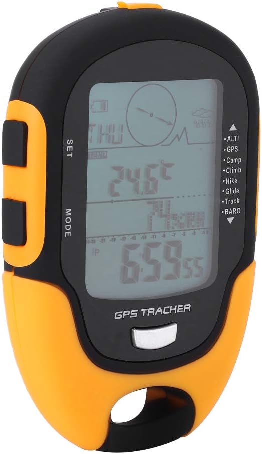 Multifunction Digital Altimeter, Waterproof Handheld GPS Navigator Tracker with Mini Torch, Electronic Barometer Thermometer Compass for Camp Climb Hike