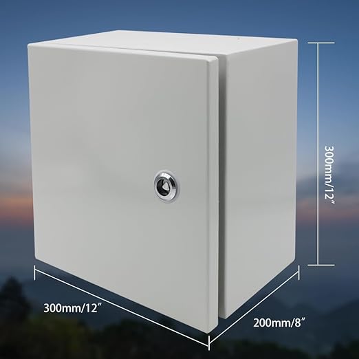 IP66 Waterproof & Dustproof Electrical Junction Box,12 * 12 * 8 Inch Metal Electrical Box with Lock and Mounting Plate for Indoor & Outdoor Use(300 * 300 * 200mm)