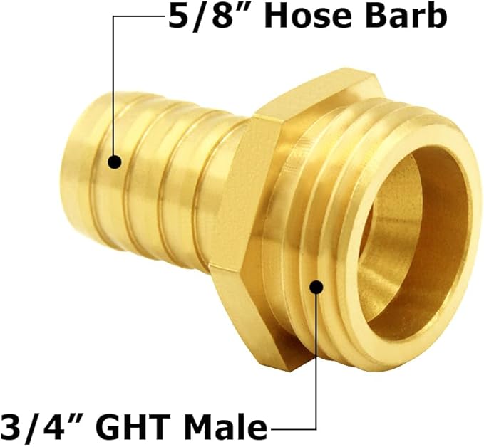Hooshing 5/8" Brass Garden Hose Repair Kit Male and Female Hose Mender Connectors with Clamps