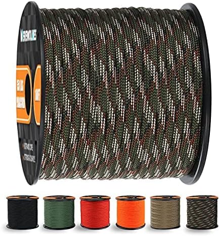 WEREWOLVES 650lb Paracord/Parachute Cord - 9 Strand Paracord Rope - 100', 200' Spools of Parachute Cord, Type III Paracord for Camping, Survival