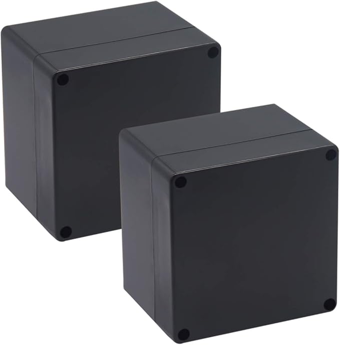 2 Pack Project Box IP65 Waterproof Junction Box ABS Plastic Black Electrical Boxes DIY Electronic Project Case Power Enclosure 4.72"x4.72"x3.54"(120x120x90mm)