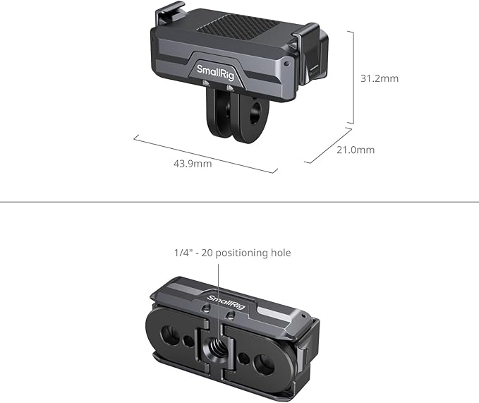 SMALLRIG Magnetic Mount Adapter for DJI OSMO 360 / Action 5/4 / 3 - Quick-Release Aluminum Base with 1/4" Thread & Foldable Connector for Tripods, Selfie Sticks, Vlogging Accessories - 3662B