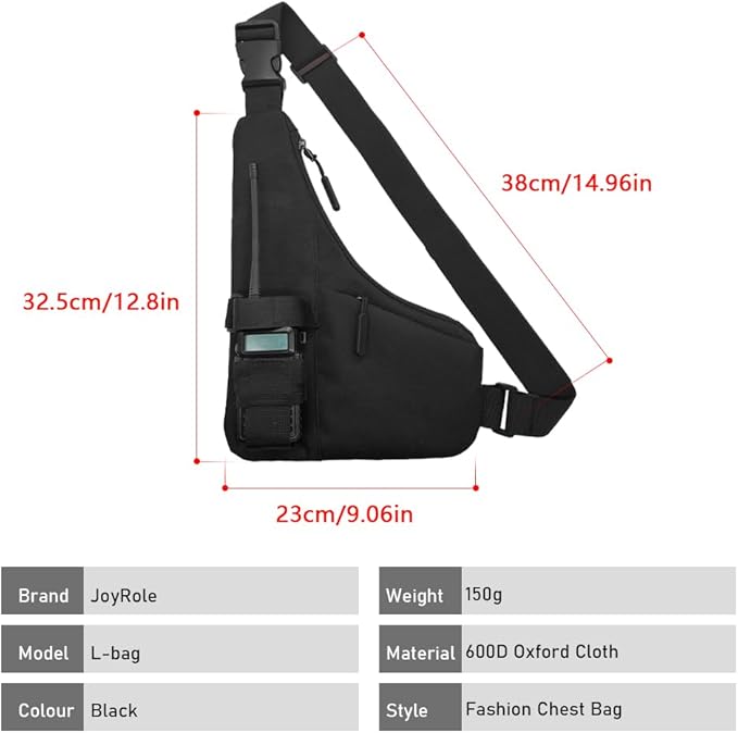 Universal Radio L Shape Chest 2 Pockets Harness Tactical Vest Nylon Vest Walkie Talkie Chest Rig Pack Pouch Holster for Baofeng Motorola Two Way Radio Vest (Black)