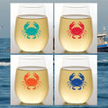 Set of 4 Shatterproof Designer 16 oz Plastic Wine Glasses MADE in the USA (CRABULOUS)