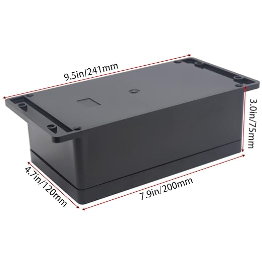 Watertight Junction Box, IP67 Waterproof Project Box Durable ABS Plastic Electronic Enclosure Case for DIY Electrical Project with Wall Fixed Ear 7.87" x 4.72" x 2.95"(200 x 120 x 75 mm)