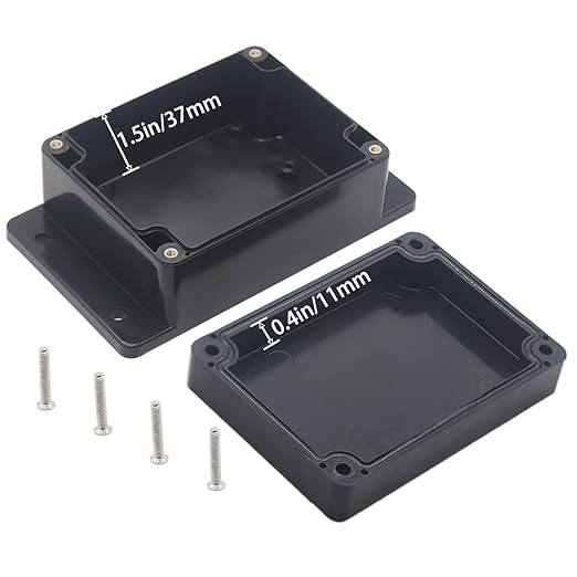 Watertight Junction Box, IP67 Waterproof Project Box Durable ABS Plastic Electronic Enclosure Case for DIY Electrical Project with Wall Fixed Ear 4.53" x 3.54" x 2.17"(115 x 90 x 55 mm) 2Pcs