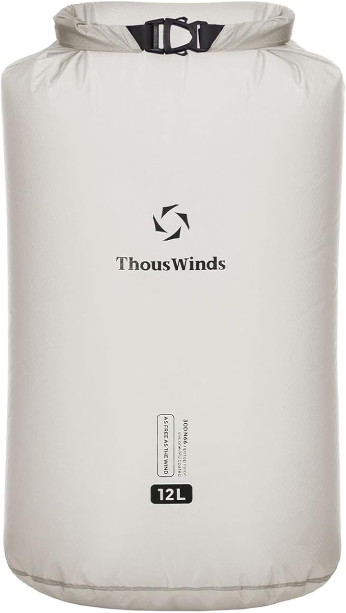 Thous Winds 12L Ultralight Dry Bag, Compact Roll Top Waterproof Pouch for Hiking, Swimming, and Kayaking