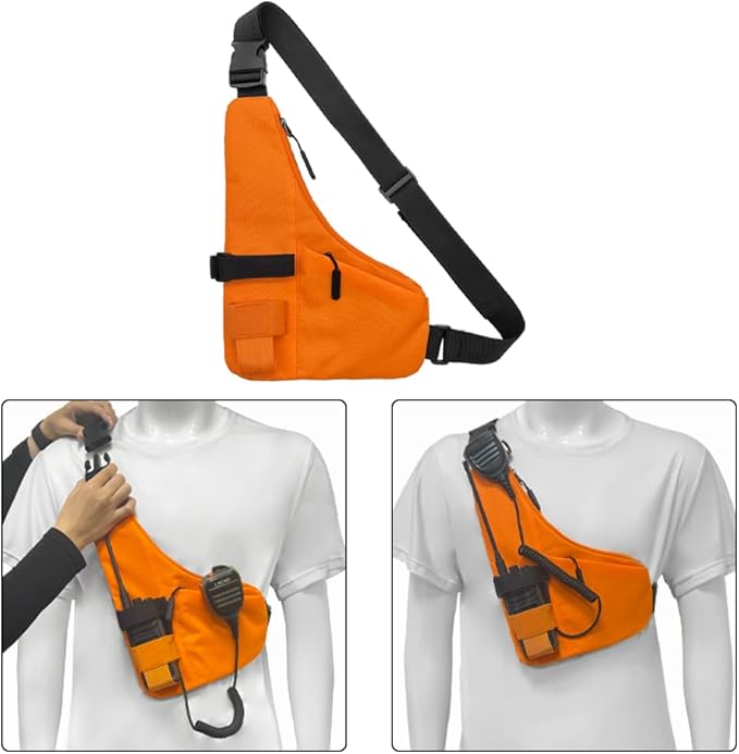 New Universal Radio L Shape Chest 2 Pockets Harness Tactical Vest Nylon Vest Walkie Talkie Chest Rig Pack Pouch Holster for Baofeng Motorola Two Way Radio Vest