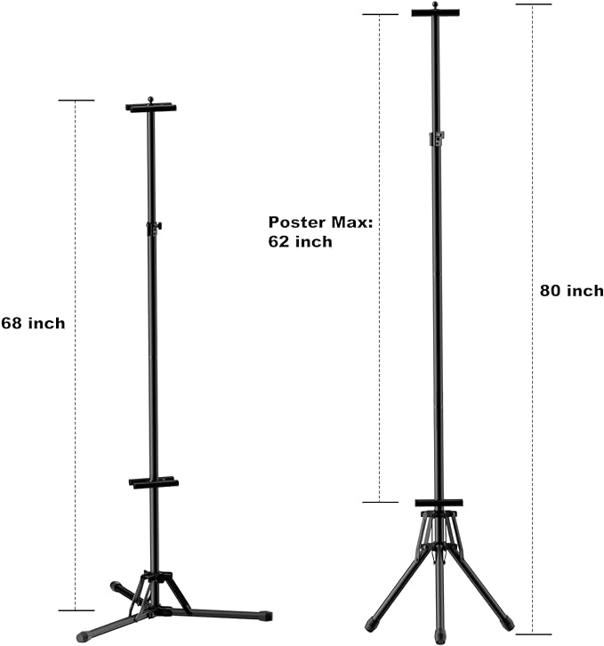 Poster Stands for Display - Floor Poster Board Holder Poster Display Stand Retractable Banner Stand Outdoor Sign Holder, Double-Side Tripod Height up to 80"（1pack）