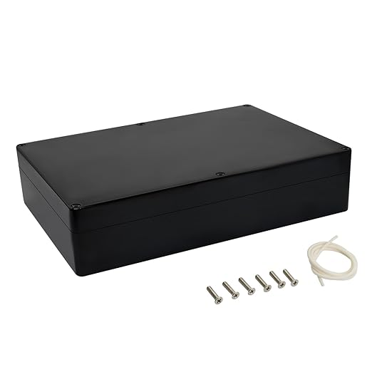 LeMotech Electrical Box ABS Plastic Project Box IP65 Waterproof Junction Box Project Case Universal Enclosure for Electronics Black 10.3X 7.1x 2.3 inch (263x182x60mm)（Pack of 1