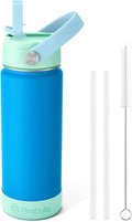 Fimibuke Kids Insulated Water Bottle, 18oz BPA FREE 18/8 Stainless Steel Kids Cup with Straw Travel Tumbler Double Wall Vacuum Leak Proof Toddler Water Bottle for School Boys Girls(1 Pack, Pool)