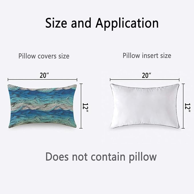 TKS MITLAN Abstract Wave Pillow Covers 12 x 20 Inch Ocean Sea Water Gradient Blue Beach Waves Lines Stripes Decorative Throw Pillow Covers Linen Cushion Case for Sofa Couch