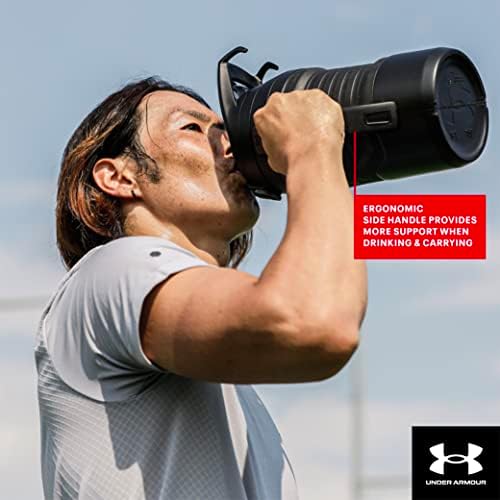 Under Armour Half Gallon Water Bottle Insulated, 64oz Insulated Water Bottle with Handle, Fence Hook, Leak Resistant, for Baseball, Football & More - Vapor Green/Black