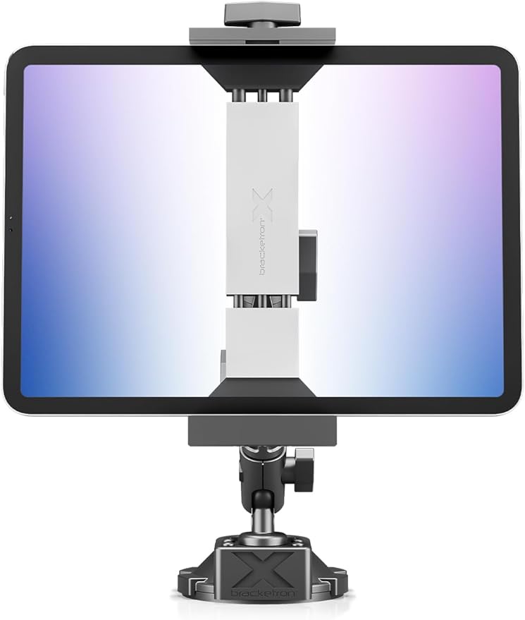 Bracketron HD Tablet Dock PRO Dash and Window Metal Clamp Mount, Universal Tablet Holder for Cars and Trucks, Compatible with Tablets Up to 10 Inches Wide