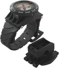 Scuba Choice Deluxe Diving Wrist Compass with Hose Mount, Glowing Dial, 80m Depth Rating, 15” Adjustable Strap, Portable for Underwater Navigation, Reliable & Durable – Black