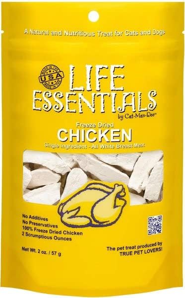 Life Essentials by Cat-Man-Doo | Chicken - 2oz. Bag | Freeze Dried Chicken Cat & Dog Treats | Healthy, Single Ingredient, Training Treats, High Protein
