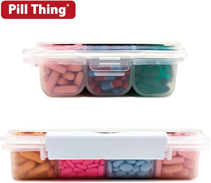 8 and12 Compartment Large Pill Cases with Airtight Seal - Silicone Gasket Waterproof Med Box with Medication Map (Combo Pack - 8 & 12 Compartment)