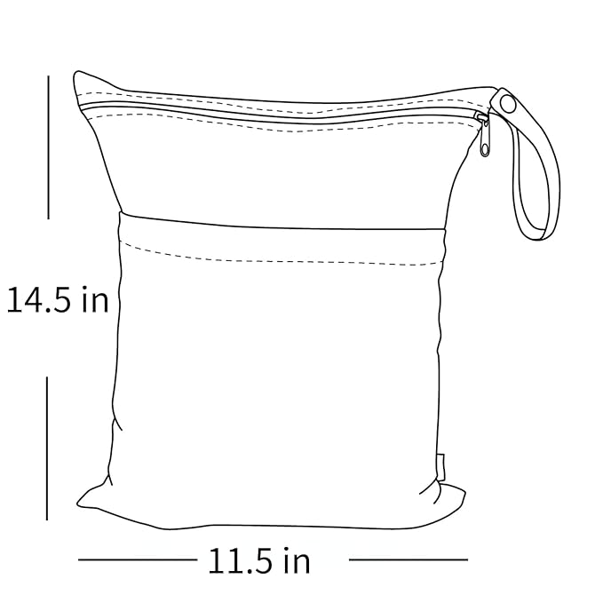 ALVA ALVABABY 2pcs Cloth Diaper Wet Dry Bags Waterproof Reusable with Two Zippered Pockets Travel Beach Pool Daycare Soiled Baby Items Yoga Gym Bag for Swimsuits or Wet Clothes L-B1929