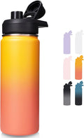 Fijinhom 18 oz Insulated Water Bottle with Handle, 304 Stainless Steel Water Bottles with Wide Mouth, Double Wall Vacuum Sports Water Bottle, BPA Free, Keep Cold and Hot, Yellow&Orange