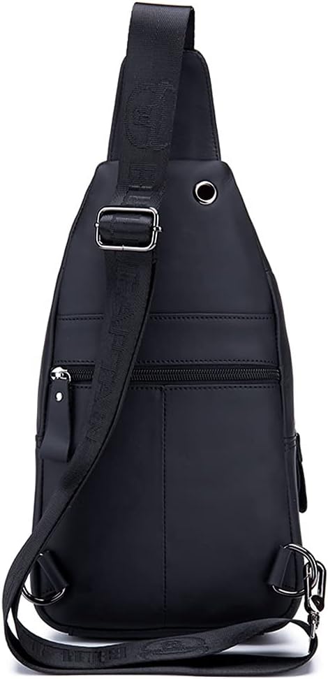 Hebetag Leather Sling Bag Hiking Daypack for Men Women Outdoor Travel Camping Fishing Crossbody Shoulder Chest Pack Casual Backpack