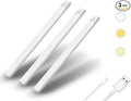 Under Cabinet Lighting 12 Inches Rechargeable Motion Sensor Light Indoor, 3 Color Dimmable Closet Light Battery Operated, USB Stick on LED Magnetic Under Counter Lights for Kitchen Stair, 3Packs