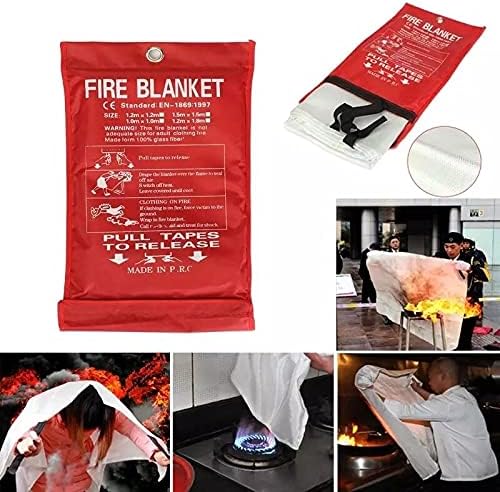 ISOP Fire Blanket 47 * 70 inches – Fire Retardant Blanket – Heavy Duty Emergency Fireproof Blankets – A-Grade Survival – Fire Suppressant Cover Sheet – First Aid Rescue Cover - Emergency Wrap For Home