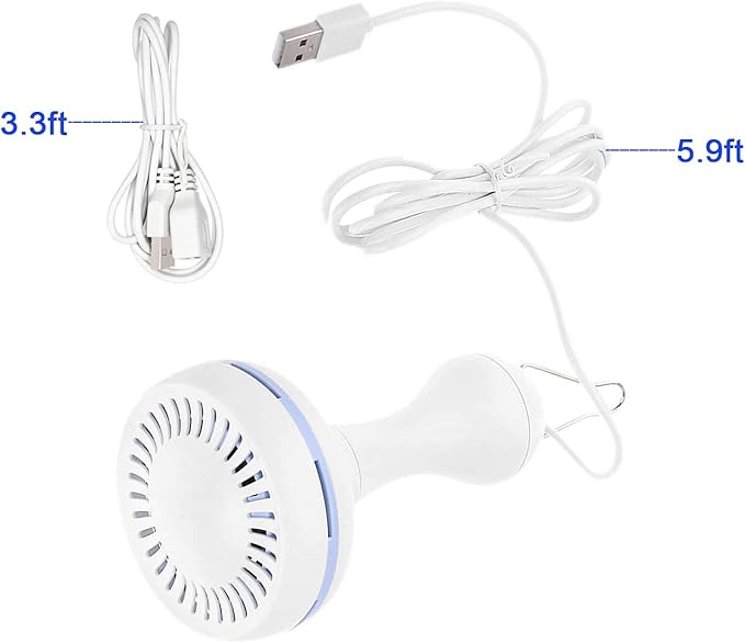 Silent USB Powered Ceiling Canopy Fan with 1m Extension Cord, Small Portable 6 blade Quiet Small DC USB Ceiling Fan Hanging Fan for Camping Bed Dormitory RV Tent Home Room