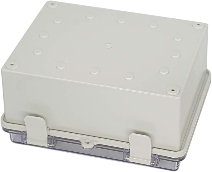 Zulkit Junction Box ABS Plastic Dustproof Waterproof IP65 Electrical Boxes Hinged Shell Outdoor Universal Project Enclosure Clear Cover with 2 Cable Glands 8.7 x 6.7 x 4.3 inch (220x170x110 mm)