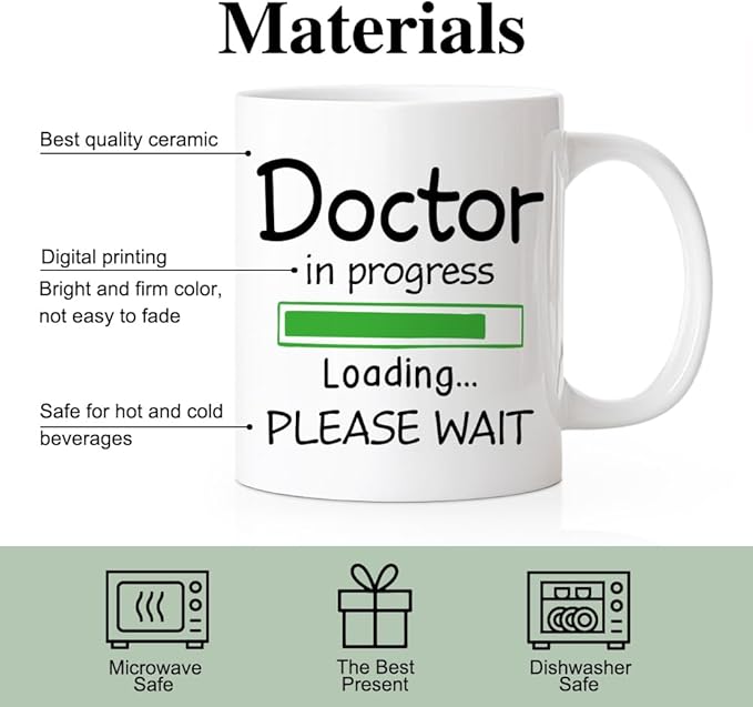 RZHV Doctor In Progress, Loading, Please Wait Coffee Mug, Funny Phd Student Mug, Graduation Gifts for Future Phd Md Medical Student, Inspirational Birthday Gifts for Coworker Friend Family Men Women