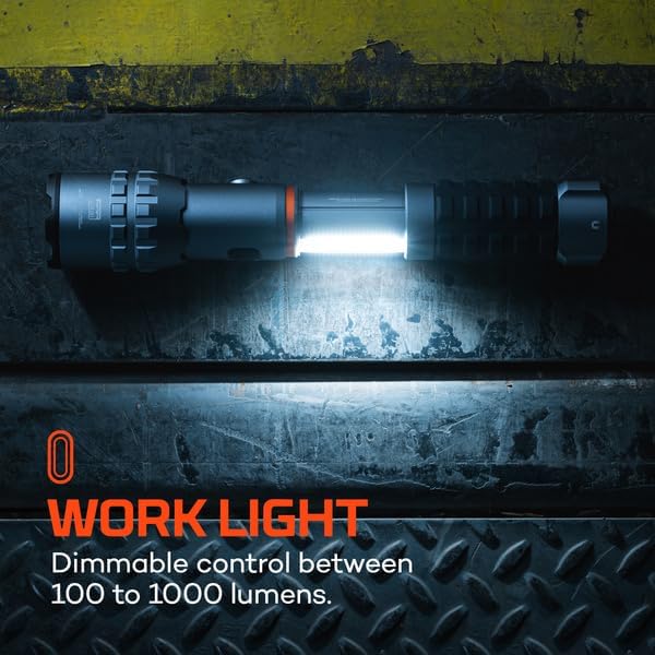 NEBO SLYDE King 4K Work Flashlight | 4000 Lumens, 7 Light Modes, Magnetic Base, Rechargeable COB & LED Tactical Light, Waterproof, Great for Camping, Includes USB-C Charging Cable