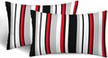 Vertical Lines Striped Pillow Covers 12 X 20 Black White Grey Red Watercolor Set of 2 Pillow Cases Velvet Outdoor Throw Cushion Pillowcases Decorative for Home Bed Sofa Couch Hotel