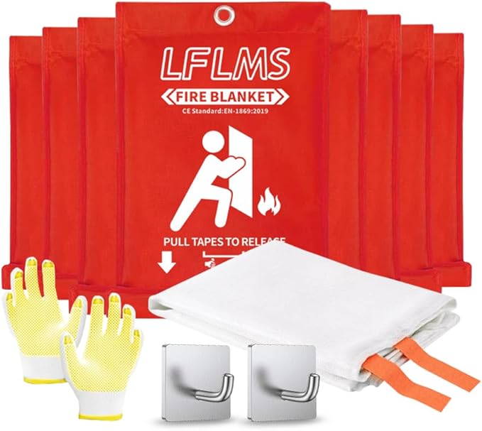 Fire Blankets Emergency for Home, 8 Pack Fire Suppression Blanket, 40” x 40” Fire Blanket for Kitchen, Fireproof Fiberglass Fire Safety Blanket for Office, School, Camping, Grill, Car, Warehouse