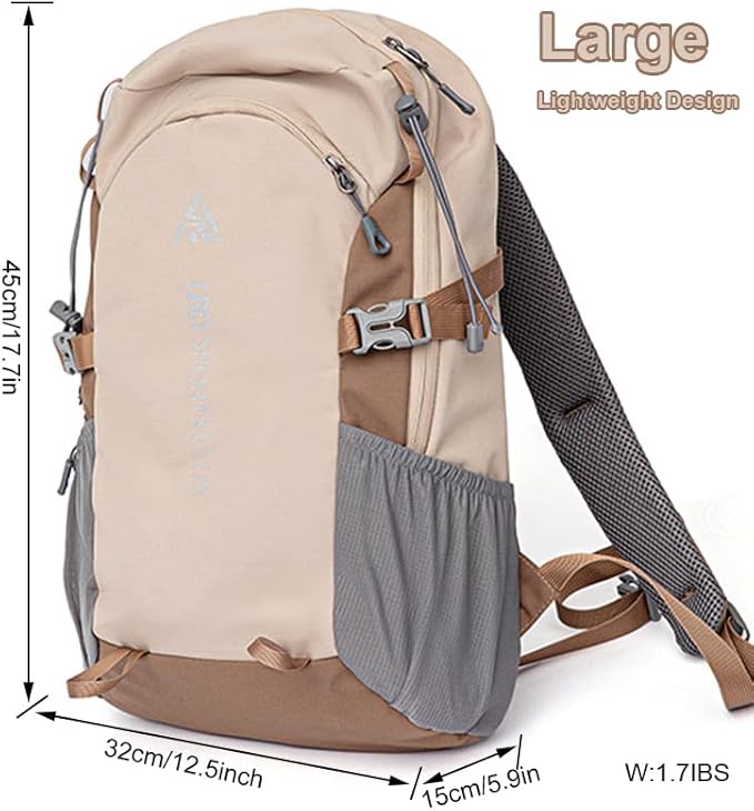 AUGUR hiking backpack small outdoor backpack women men lightweight back pack for hiking camping rucking daypack(Khaki)