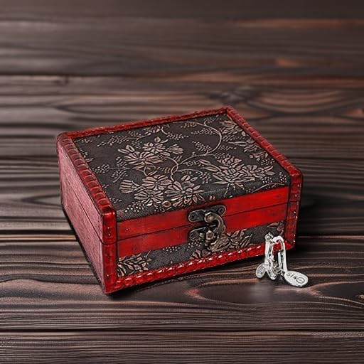SICOHOME Tarot Card Box - 5.46" x 2.5" x 4.5" Wooden Treasure Box, Vintage Tarot Card Holder and Case, Decorative Storage Bin, Home Decor