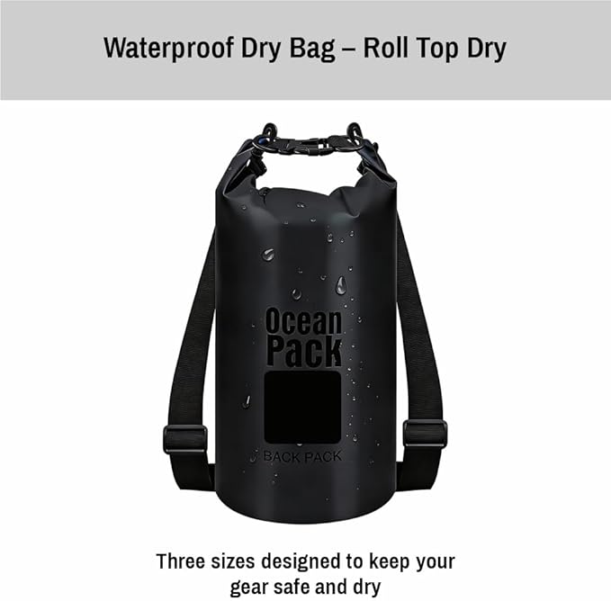 Waterproof Dry Bag Set of 3 – Roll Top Waterproof Bags 2L 5L 10L – 500D PVC Floating Dry Bags for Kayaking, Camping, Beach and Travel – Lightweight Compression Design
