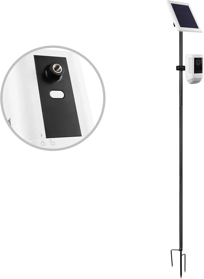 31.49 or 47.24 inch Ground Stake Mount Stand with Solar Panel Mount for Ring, Blink, Arlo, Eufy, Wyze, Google Nest, Simplisafe Cameras and Solar Panels Ground Stake Bracket（Black）