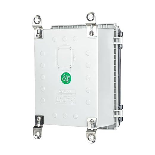 Waterproof Electrical Junction Box，IP67 Waterproof Clear ABS Plastic Enclosure Boxes for Outdoor Network Enclosure with Hinged Cover, Mounting Plate, Wall Brackets, Cable Glands (11.4"x7.5"x5.5")