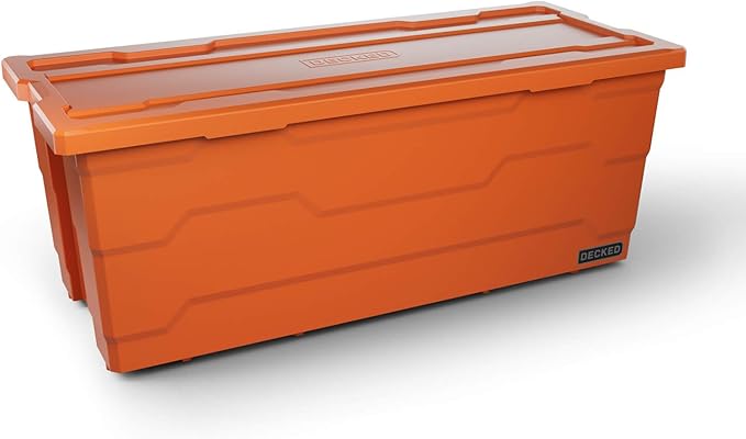 DECKED Payloader 133 L (1-Pack) - 200 lb Load Rated, Heavy-Duty Stackable Garage Storage Bins - Blaze Orange