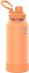 Takeya Actives Water Bottle with Spout Lid - Bottle with Double Stainless Steel Insulation - Dishwasher Safe & BPA-Free - Bottle with Spout Lid & Removable Bumper - 32 oz, Tart Orange