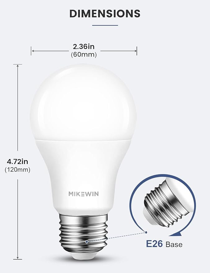 MikeWin Dusk to Dawn Light Bulbs Outdoor, 3000K Warm White, 12W(100W Equivalent) Auto ON/Off Light Sensor LED Lighting Bulb for Wall Lantern, Porch, Boundary, Garage, Patio, Front Door, 4 Pack