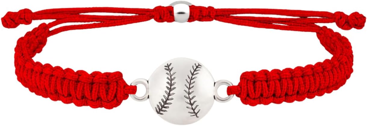 Sportybella - Baseball Bracelet, Baseball Jewelry, Adjustable Braided Baseball Bracelet, Baseball Gifts, Baseball Accessories