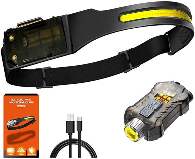 Headlamp 3 Packs,230° Wide Beam Super Bright Head Lights,Detachable Mini flashligh,Type-C USB Charging,9 Light Modes,Lightweight for Rock Climbing, Running, Repairing, Fishing, Cycling (1, Black)