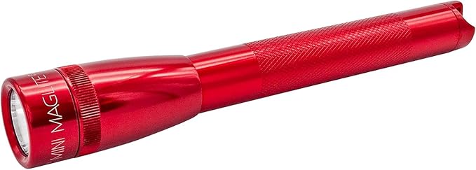 Mini Maglite Pro LED 2-Cell AA Flashlight, High Lumen, Water-Resistant, Adjustable Focus – Red