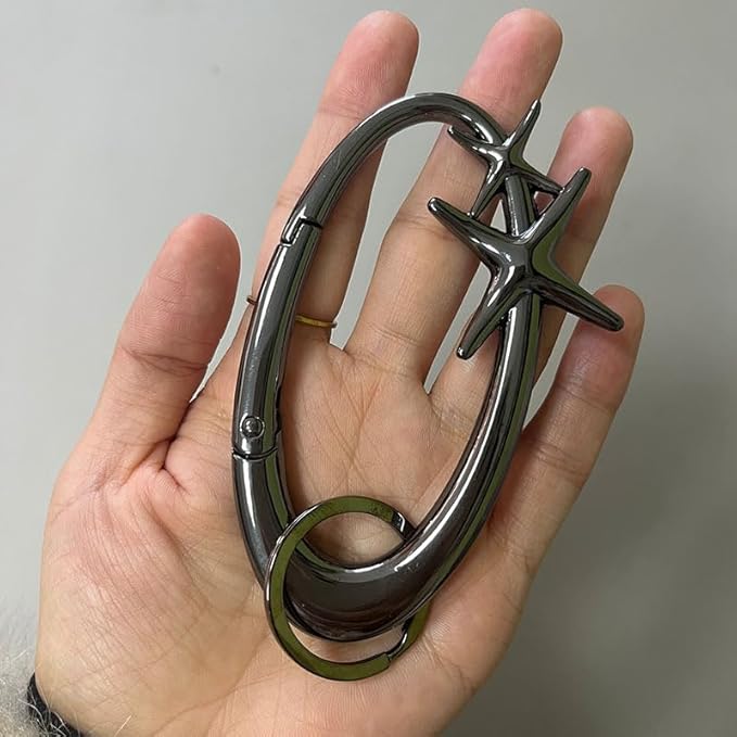 Y2K Cute Star Carabiner Keychain Cool Belt Loop Clip Starlight Heavy Duty Carabiner Clasp Snap Hook Holder Key Buckle