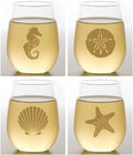 Set of 4 Shatterproof Designer 16 oz Plastic Wine Glasses MADE in the USA (OCEAN SPIRIT)