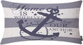 EKOBLA Nautical Pillow Covers Home is Wherever We Drop Our Anchor Waist Lumbar Cotton Linen Cushion Cover Oblong Rectangle Pillowcase for Men Women Home Decoration Bedroom 12x20 Inches