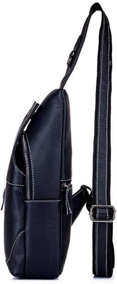 Hebetag Leather Sling Bag Backpack for Men Women Travel Outdoor Camping Crossbody Shoulder Chest Day Pack Hiking Walking Backpacks Black